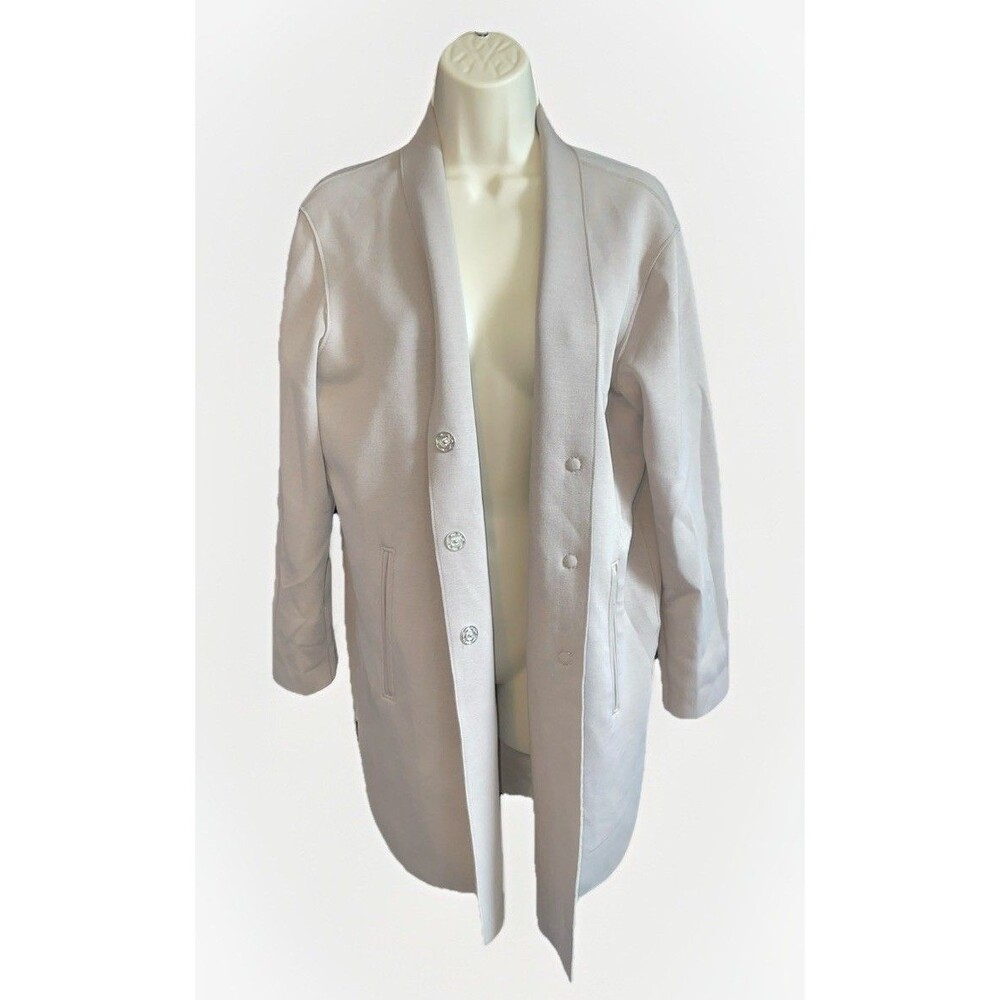 Carolina Belle Taupe Mid Length Stretch Jacket Pockets Size XS Oversized